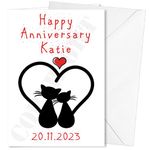 Happy Anniversary Cats Personalised Card