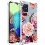 Osophter for Samsung Galaxy A71 5G Case[Not for Verizon A71 5G UW] Flower Floral for Girls Women Shock-Absorption Flexible TPU Rubber Phone Cover for Samsung A71 5G(Purple Flower)