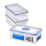 LocknLock Rectangular Food Containers with Lids Set of 3 - Plastic Airtight & Watertight Food Storage Containers, BPA Free & Dishwasher Safe, 3 x 1L