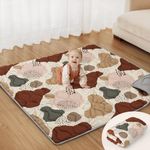 Blissful Diary Portable Baby Play Mat, Thicken Cushioned Baby Mat for Floor, Foldable Baby Crawling Mat for Indoor Outdoor, Non-Slip & Washable Kids Play Mat for Tummy Time Activity, Boho 43" X 43"