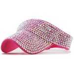 Alexvyan Glitter Visor Shiny Rhinestones Sport Golf Adjustable Summer Cap Golf Sun Visor Caps for Golf Tennis Cricket Cycling Running Night Game - Sun UV Protection(Pink)