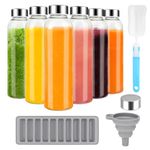 Zukro 18 oz Glass Juice Bottles with Lids for Juicing, Reusable Clear Glass Water Bottles with Stainless Steel Airtight Cap for Refrigerator, 100% Leak Proof, Dishwasher Safe, BPA Free, Pack of 6