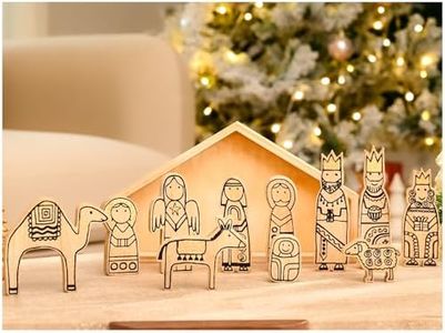 WONDROUS' DECO Wooden Nativity Set, Small Christmas Nativity Set, Mini Nativity Ornament for Christmas Decoration, Unique Gift
