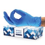 Fusion Vibes Disposable Gloves Nitrile, Blue Disposable Gloves, Powder free and Latex free Gloves, Surgical Gloves, Non-Sterile Protective Gloves, Food Grade, Disposable Gloves