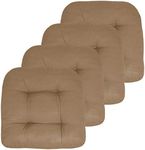 Sweet Home Collection Patio Cushions Outdoor Chair Pads Premium Comfortable Thick Fiber Fill Tufted 19" x 19" Seat Cover, 4 Count (Pack of 1), Taupe