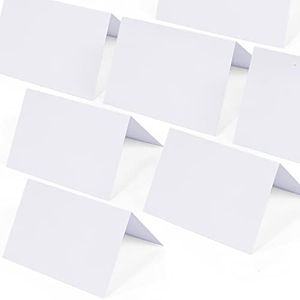 Place Cards for Table Setting - 50 Pcs White Blank Tent Place Cards for Weddings,Table Seating Cards,Name Tents Placecards 3.7" x 2.48"(folded)