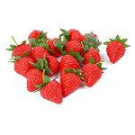 VIDELLY 20 Pieces Artificial Strawberries Fake Strawberries Lifelike Red Realistic Plastic Strawberries Artificial Fruit for Home Kitchen Party Wedding Decoration Arrangements Photography Prop,S Size