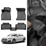 Floor Mats for Audi Q5 2018-2024: Heavy Duty TPE All Weather Protection Car Floor Mats - 1st & 2nd Row Full Set Rubber Floor Liners