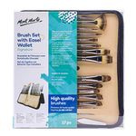 Mont Marte Paint Brush Set with Wallet, 17 Piece, Suitable for Oil, Acrylic, Watercolour and Gouache Paint, Easel Wallet Included