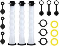 KP KOOL PRODUCTS Universal Gas Can Spout Replacement, Gas Can Nozzle with Gasket, Stopper, Collar Caps (Black and Yellow) & gas can vent caps, Pack of 3