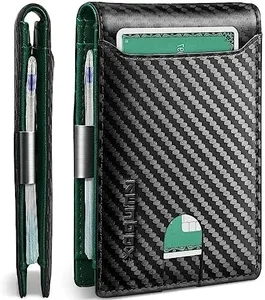 RUNBOX Slim Wallets for Men - Leather Money Clip Mens Wallet - RFID Blocking Front Pocket Bifold Wallet - Thin Credit Card Holder with Gift Box