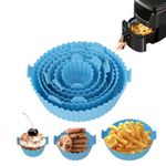 Zulay Kitchen 6 Pcs Round Reusable Non-Stick air Fryer Accessories Silicone Coating Pot Basket(Multicolor)