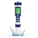 Cuteefun Digital PH Meter, 5 in 1 Water Quality Tester with Back light, PH/TDS/EC/Salinity/Temp Meter with ATC, 0.01 Resolution High Accuracy Pen Type Tester, for Drinking Water, Aquarium, Spas