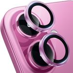 WSKEN for iPhone 16 Plus/iPhone 16 Camera Lens Protector, [Original Shooting Model] Shatterproof Ultra HD Tempered Metal Glass Camera Screen Protector Cover Film Accessories, Pink Titanium