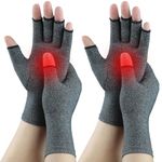 2 Pairs Fingerless Arthritis Gloves for Women Men, Hand Compression Gloves for Relieve Pain from Carpal Tunnel, Rheumatoid, Osteoarthritis, RSI, Support Typing (Large, Grey1+Grey1)