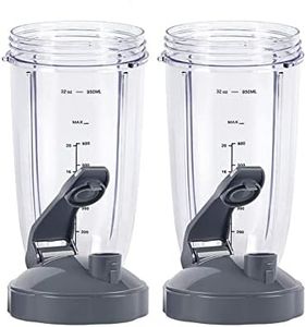 Blender Cups for Nutribullet Blender, 32OZ Cup with Flip Top to Go Lid Compatible with Nutribullet 600W 900W Blenders, Blender Replacement Parts 2 Pcs