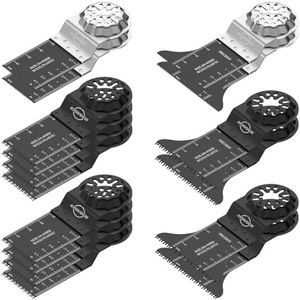 Oscillating Tool Blade Adapter-Free 2-sec Install, Fast Smooth Cutting Multitool Blade - Strong Straight & Wavy Teeth, Oscillating Saw Blade 16PCS for Wood Nails Metal, Fit Bosch Fein Dewalt