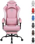 Gaming Chair, Video Game Chair with Footrest and Lumbar Support, PU Leather Recliner Computer Gaming Chair for Adults, Height Adjustable Gamer Chair with 360°-Swivel Seat and Headrest