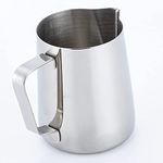 KMW Kitchen Stainless Steel Espresso Craft Coffee Cappuccinos Pitcher Milk Frothing Cup | Pitcher with Scale | 350 ML