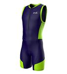 Sparx Men`s Triathlon Suit Trisuit Race Skinsuit Cycling Speed Suit Italian Fabric Swimskin (Navy Green, 2XL)