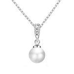 Philip Jones Silver Plated Pearl Drop Necklace Created with Zircondia® Crystals