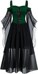 Witchy Gothic Halloween Dress - Sexy Women's Costume (01-Green, 5X-Large)
