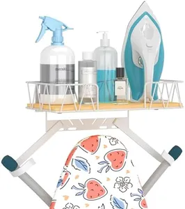 Vincona Ironing Board Hanger with Removable Hooks, Ironing Board Holder Wall Mounted for T/Y Leg, Space Saving Iron Holder for Laundry Room Storage and Organization, White