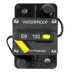 RKURCK 12V-48VDC 120A Waterproof Surface-Mount Circuit Breaker with Manual Reset for Marine Trolling Motors Boat ATV 120Amp