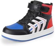 DREAM PAIRS Boys Girls Sneaker High Top Basketball Shoes Kids LilLegends JuniorFly Jumpers Sports Shoes for Athletic School Gym,Size 2 Little Kid,Blue/Black/RED,SDFS2422K