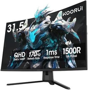 KOORUI 32 Inch Curved Gaming Monitor, QHD 2560 x 1440 170Hz Computer Monitor, 1ms Response Time, 1500R Curved Display, 90% DCI-P3, Adaptive Sync, HDMI & DisplayPort, VESA Compatible