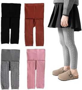 Silkglory 2 Pack Girls Leggings,Solid Toddler Leggings Basic Ankle Length Pants Warm Kids Tights Pants for Girls 6-7 Years,Black/Brick Red