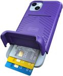 Scooch® for iPhone 14 Plus Case with Card Holder, Wingmate Wallet Case with Hidden Card Slot and RFID Protection for 4 Cards, 10-Foot Drop Protection, Purple