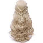 Probeauty Long Blonde Braid Wig Women Halloween Costume Cosplay Wig Cap (Curly Braid B)