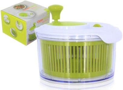Small Salad Spinner with clear serving bowl, colander basket, smart-lock lid, easy drain system, non-slip base. 16cm|6in diam. Washes, dries & dresses lettuce, herbs, vegetables & fruit. Compact.