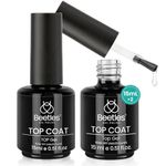 beetles Gel Polish 2Pcs 15ml No Wipe Top Coat High Gloss Shiny Long-Lasting Clear Gel Top Coat, Soak Off Nail Lamp Nail Gel, Home DIY Professional Manicure and Nail Salon