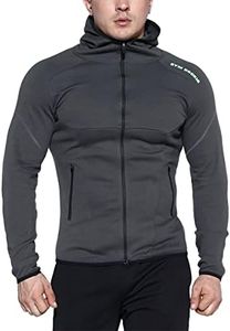 BROKIG Mens Gym Hoodie Full Zip Up Hoodies for Men Running Workout Jackets with Zipper Pockets (Dark Gray, Small)