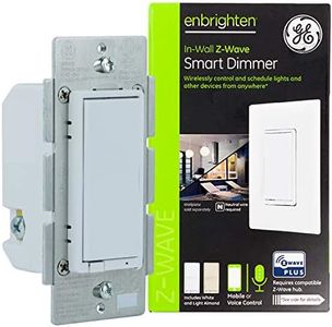 GE Enbrighten, White Almond, Z-Wave Plus Smart Light Dimmer, Works with Alexa, Google Assistant, SmartThings, Wink, Zwave Hub Required, Repeater/Range Extender, 3-Way Compatible, 14294, 1 Pack