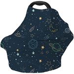 Multi-use Nursing Cover Car Seat Covers for Babies - Breastfeeding Cover Carseat Canopy Cover (Navy Blue Space)