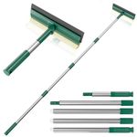 Squeegee Window Cleaner with 60" Long Handle,2 in 1 Window Cleaner Sponge and Dual Side Blade Rubber,Window Cleaning Tools with Long Handle for Gas Station, Glass, Shower, Windshield