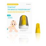 TINY CRAWL Infant Tinycrawl Silicone Manual Tri-Bristle Finger Brush+Tongue Cleaner With Storage Case For Baby(3 Months +), 1 Count, Yellow