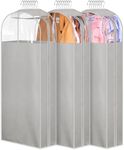 MISSLO 10" Gusseted Garment Bags for Hanging Clothes 50" Long Dress Bags for Closet Storage Dress Cover for Suits, Coats, 3 Packs, Grey