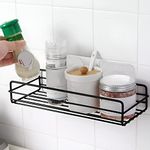 Plantex Self Adhesive Bathroom Shelf Rack/Bathroom Organiser Without Drill//GI-Steel Shelf for Kitchen with Magic Stickers/Bathrooms Accessories- (12x5 inches,Black)
