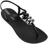 Ipanema Women's Class Fem Sandals - Comfortable and Trendy Open Toe T-Strap Sandals with Adjustable Back Strap Closure, Black/Onix, Size 11