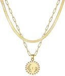 JSJOY Initial Necklace Layering Paperclip Chain Coin Initial Necklace, Layered Snake Chain Initial E Necklaces for Teen