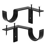 Curtain Rod Bracket No Drill Curtain Rod Holder Heavy Duty Curtain Rod Hooks for 1 to 1 1/5 inch Drapes Rod, Curtain Rod Hangers Bracket Tap Right Into Window Frame, 2 Pack