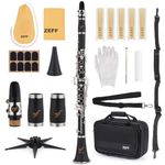 ZEFF Bb Clarinet, Student Beginner Clarinet with 2 Barrels, Nickel-plated Keys, Case, Stand, 5 Reeds, Cleaning Cloth, Cork Grease, Mouthpiece Brush and Pad Brush