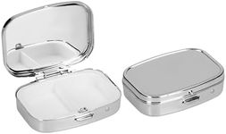 kwmobile 2 Compartment Pill Box - Set of 2x Stainless Steel Travel Box Organizer For Tablets and Prescriptions - Silver