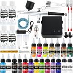 Roizefar Airbrush Kit with Compressor & 18 Colors Airbrush Paint, 55 PSI Non-Clogging, 0.2/0.3/0.5mm Nozzles, 4x100ml Cleaner, 2x20ml Thinner & Brushes, Ideal for Painting, Modeling & Crafts