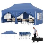 HAPPYGRILL 10x20FT Pop-up Canopy with Detachable Sidewalls, Instant Canopy Tent with Carrying Bag, UPF50+ Sun Protection, Easy Setup Gazebo for Outdoor Party Wedding