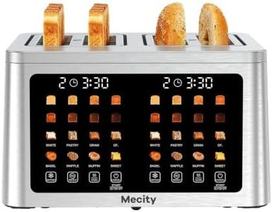Mecity 4 Slice Toaster Wide Slot, Auto Lift Keep Warm Smart Toaster with Touch Screen, Dual Control Panel, Defrost, Auto Shut Off Digital Toasters for Bagel Muffin Waffle Gluten Free Breads 1700W 120V